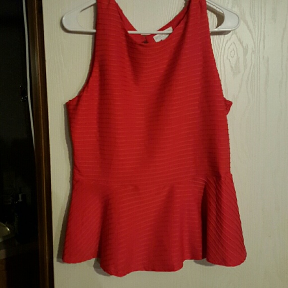 Bisou Bisou Tops - Red Bisou Bisou Peplum Top L